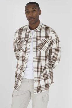 Brave Soul Camisa Aos Quadrados Com Dois Bolsos Cor New