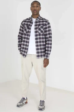 Brave Soul Camisa Aos Quadrados Com Dois Bolsos Marinho Hot