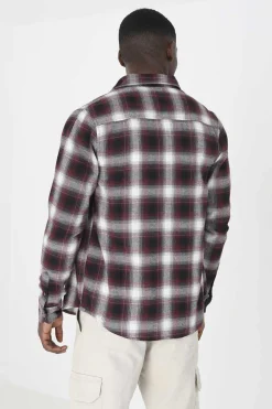 Brave Soul Camisa Aos Quadrados Com Bolso Cor Hot