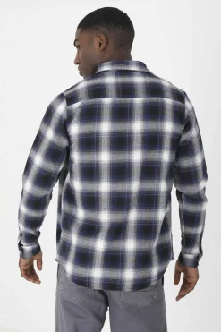 Brave Soul Camisa Aos Quadrados Com Bolso Marinho Mistura Hot