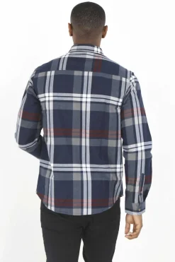 Brave Soul Camisa Aos Quadrados Com Bordado Marinho New