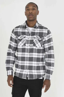 Brave Soul Camisa Aos Quadrados Com Dois Bolsos Natural Discount