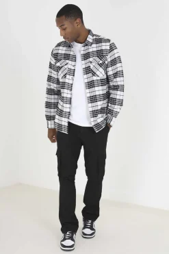 Brave Soul Camisa Aos Quadrados Com Dois Bolsos Natural Discount