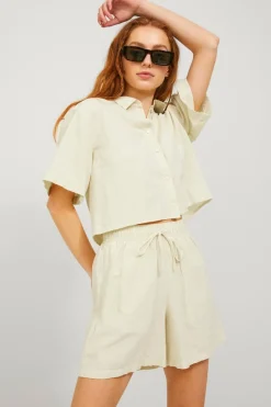 Jack & Jones Camisas E Blusas-Camisa Crop De Lino De Manga Corta