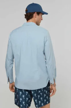 Pepe Jeans Camisa De Algodao Unicolor Slim Fit. Azul Best