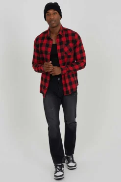 Brave Soul Camisa De Flanela Aos Quadrados Vermelho Real