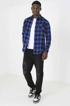 Brave Soul Camisa De Flanela Aos Quadrados Marinho Clearance