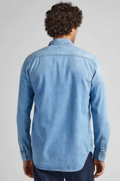 Pepe Jeans Camisa De Ganga Slim Fit Azulado Best