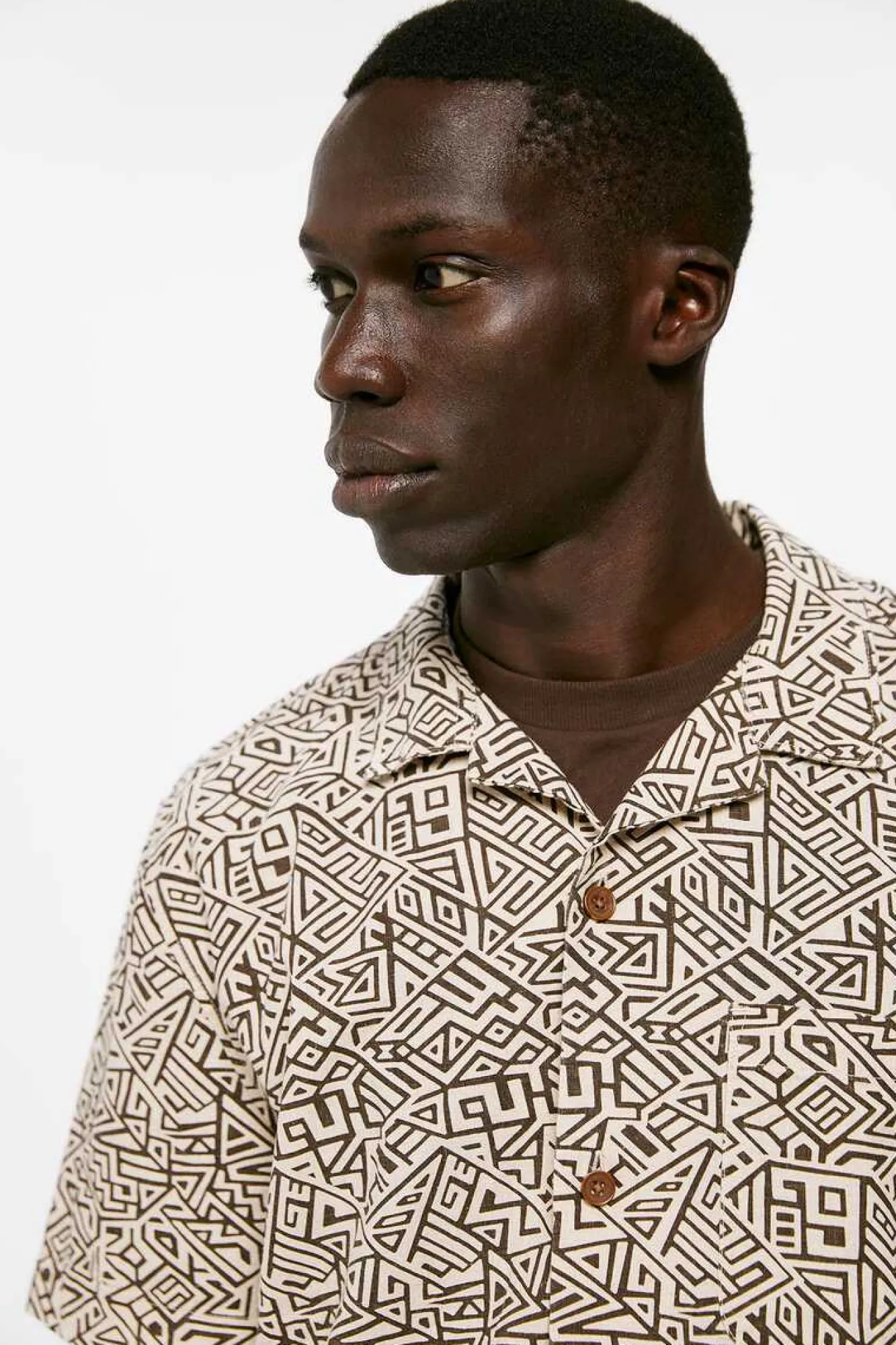 Springfield Camisa De Linho Estampada Castanho Sale