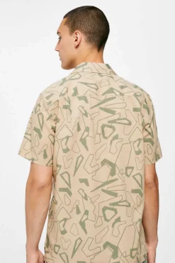 Springfield Camisa De Linho Estampada Camel Clearance