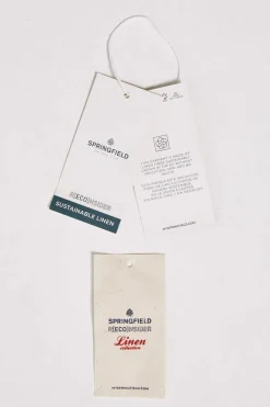 Springfield Camisa De Linho Estampada Camel Clearance