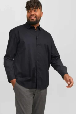 Jack & Jones PLUS Camisa De Sarja Xadrez Loose Fit Plus Preto Clearance