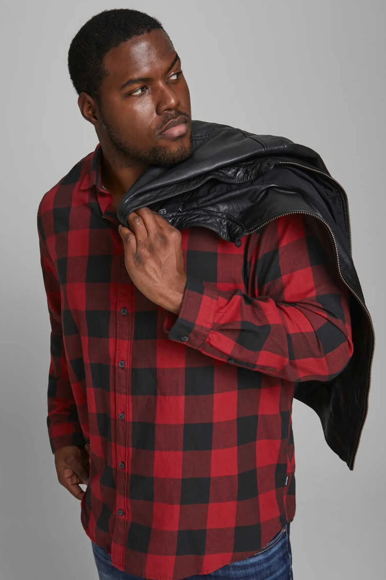Jack & Jones PLUS Camisa De Sarja Xadrez Loose Fit Plus Red Outlet