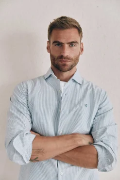 Ooto Camisa Gola Italiana Slim Azul Clearance