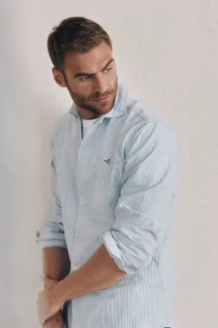 Ooto Camisa Gola Italiana Slim Azul Clearance