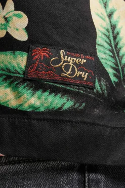 Superdry Camisa Havaiana De Manga Curta Vintage Natural New