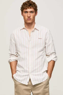 Pepe Jeans Camisa Homem As Riscas Finas Tipo Oxford. Branco Discount