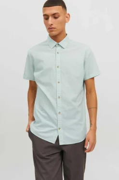 Jack & Jones Camisa Linho Fit Slim Verde Sale