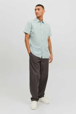 Jack & Jones Camisa Linho Fit Slim Verde Sale