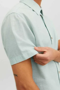 Jack & Jones Camisa Linho Fit Slim Verde Sale