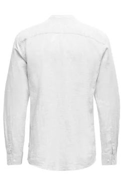 Only & Sons Camisa Linho Gola Mao Branco Sale