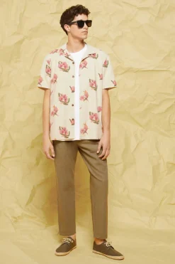 Springfield Camisa Linho Mao Bege Medio Outlet