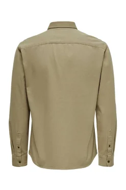 Only & Sons Camisa Lisa Bolso Castanho Best