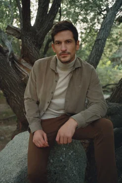 Ooto Camisa Microbombazina Slim Fit Castanho Outlet