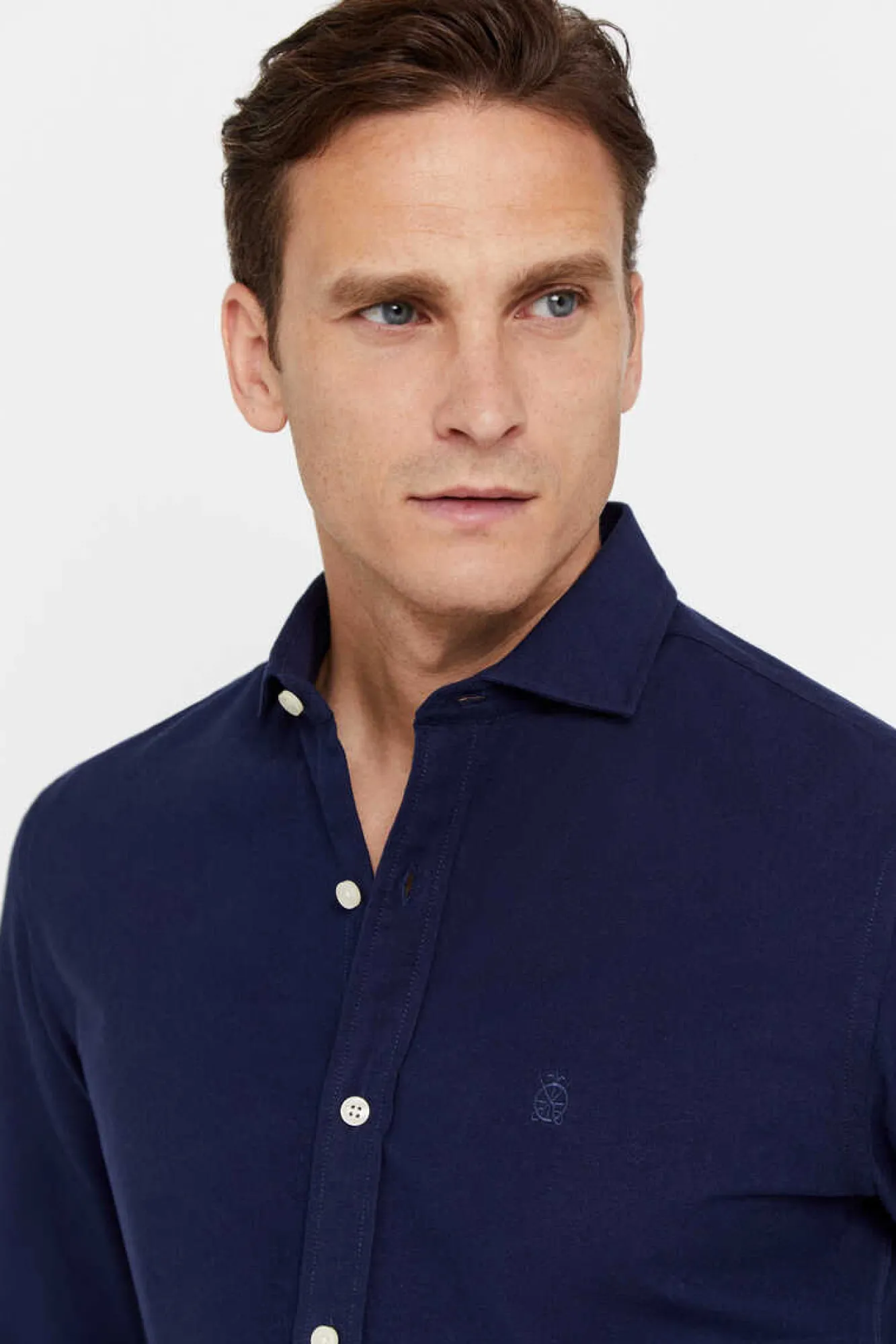 Cortefiel Camisa Oxford Liso Corte Slim Azul Outlet