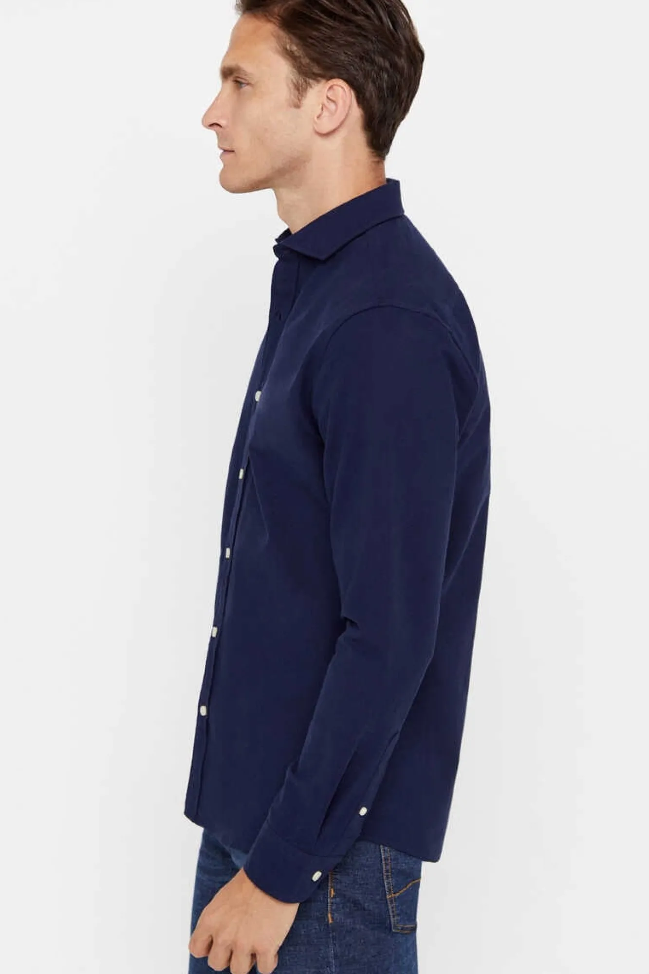 Cortefiel Camisa Oxford Liso Corte Slim Azul Outlet