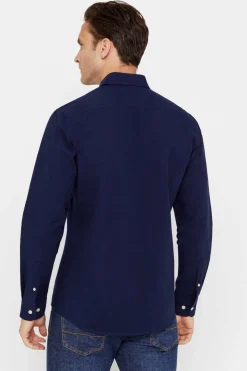 Cortefiel Camisa Oxford Liso Corte Slim Azul Outlet