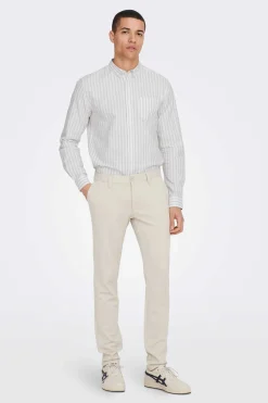 Only & Sons Camisa Oxford Riscas Castanho Outlet