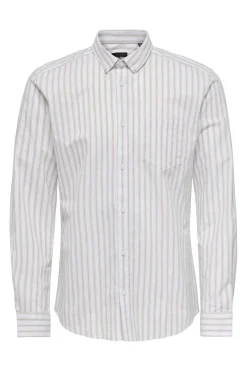 Only & Sons Camisa Oxford Riscas Castanho Outlet