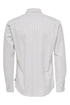 Only & Sons Camisa Oxford Riscas Castanho Outlet