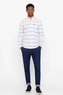 Cortefiel Camisa Oxford Xadrez Azul Discount