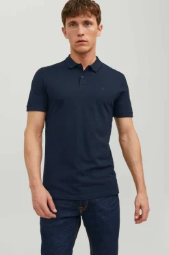 Jack & Jones Camisa Polo De Manga Curta Simples Marinho Clearance