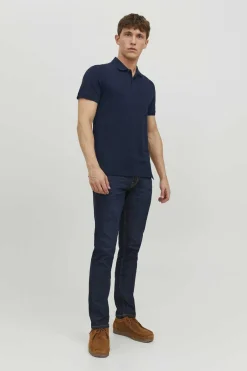 Jack & Jones Camisa Polo De Manga Curta Simples Marinho Clearance