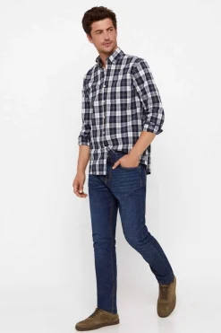 Cortefiel Camisa Quadrados Facil De Engomar Azul Clearance