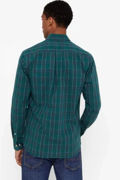 Cortefiel Camisa Quadrados Facil De Engomar Verde Sale
