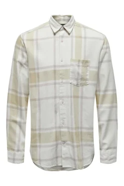 Only & Sons Camisa Regular Fit Quadrados Cinza Hot