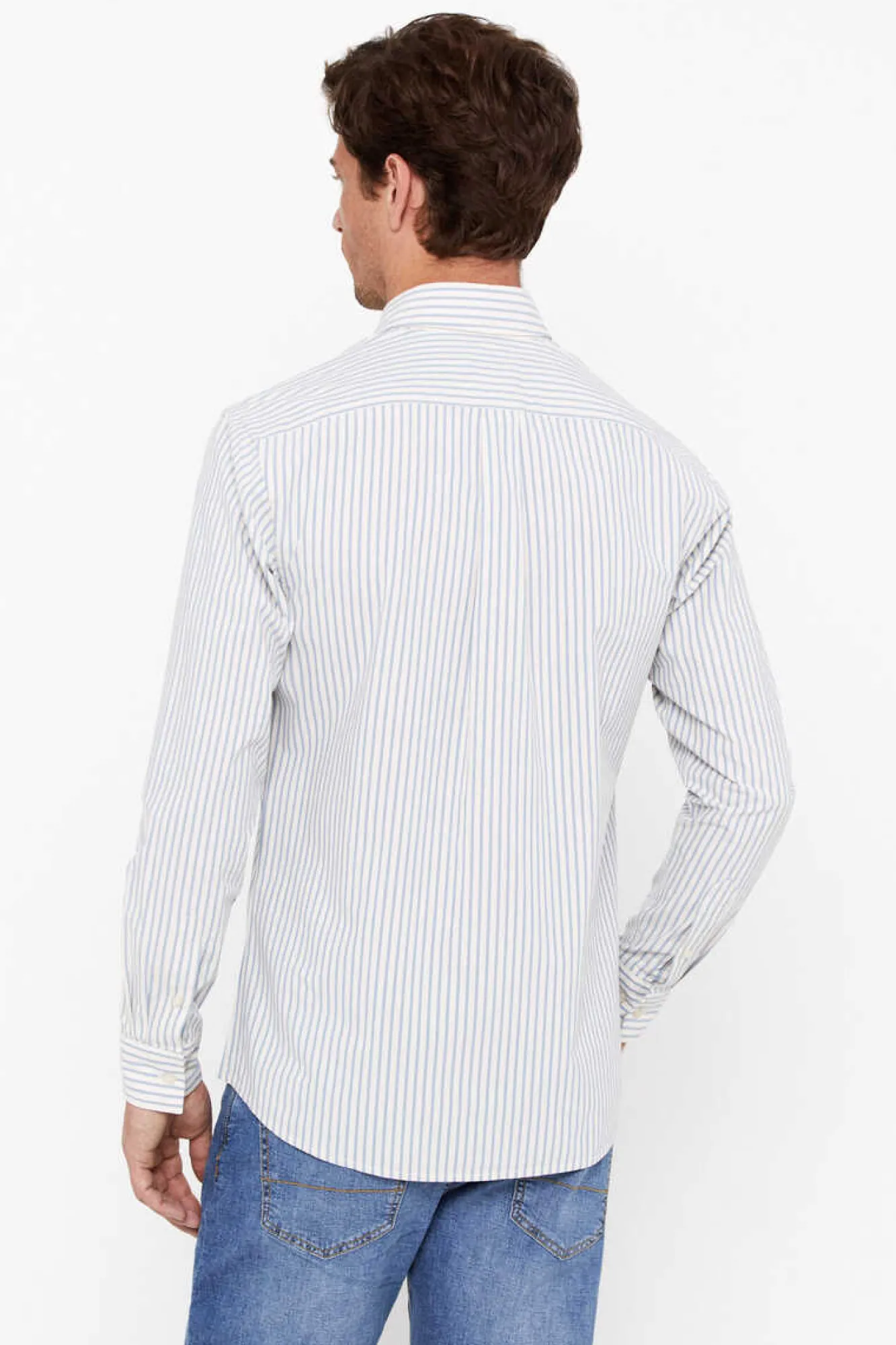 Cortefiel Camisa Riscas Facil De Engomar Azul New