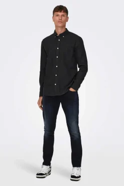 Only & Sons Camisa Slim Fit Preto Outlet