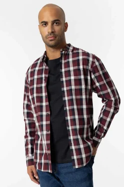 Tiffosi Camisa Slim Fit Popelina Xadrez Vermelho Real Best