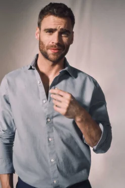 Ooto Camisa Slim Linho Cinzento Outlet