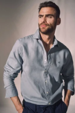 Ooto Camisa Slim Linho Cinzento Outlet