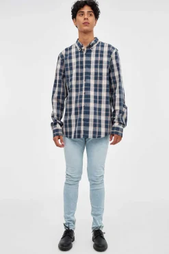 Inside Camisa Xadrez Azul Online