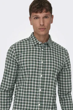 Only & Sons Camisa Xadrez Flanela Verde Outlet