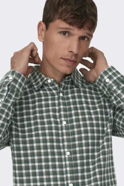 Only & Sons Camisa Xadrez Flanela Verde Outlet