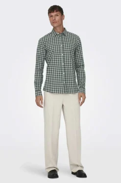 Only & Sons Camisa Xadrez Flanela Verde Outlet
