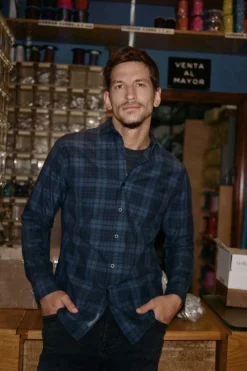 Ooto Camisa Xadrez Lavada Slim Fit Azul Discount